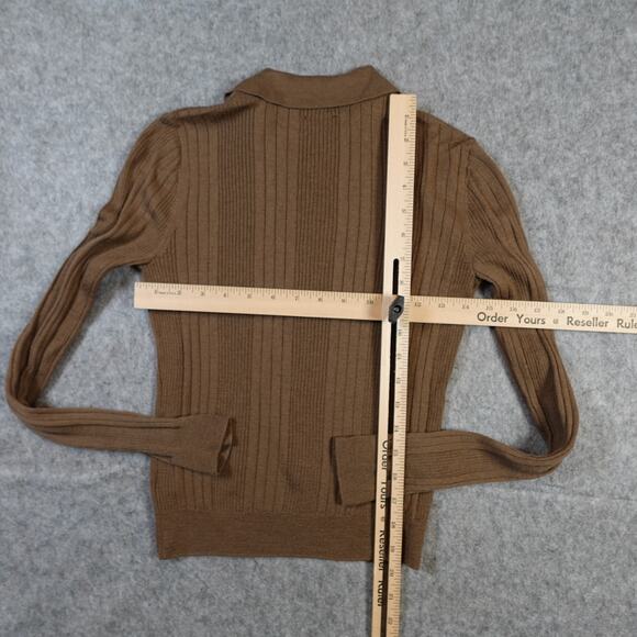 Reformation Sweater Womens Small Hermia Polo Top Ribbed 100% Merino Wool Knit - Picture 6 of 9